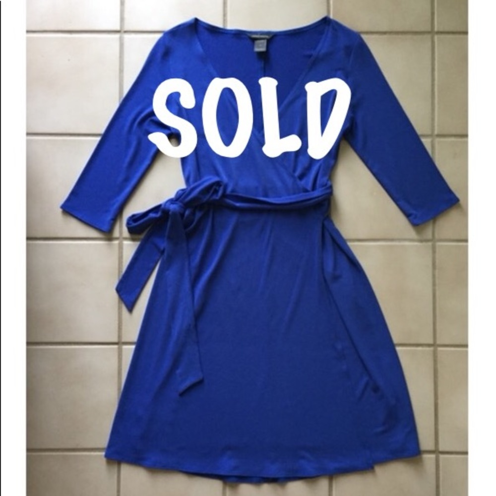 MODA INTERNATIONAL Blue Stretch Wrap Dress size XS - Picture 1 of 5